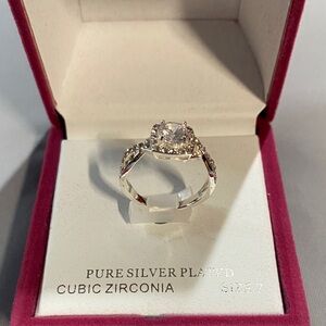 Pure Silver Plated Cubic Zirconia Ring